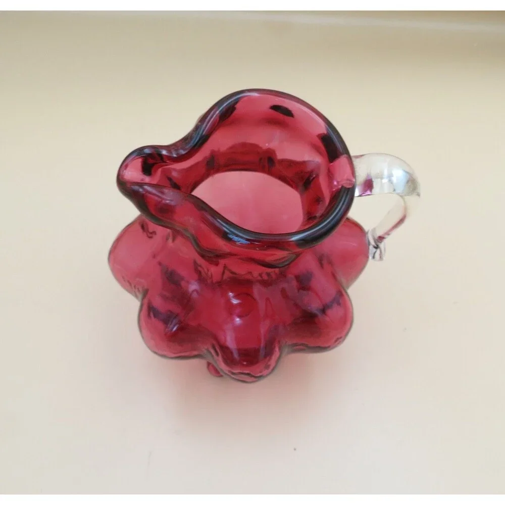 Unbranded Small Cranberry Melon Glass Pitcher